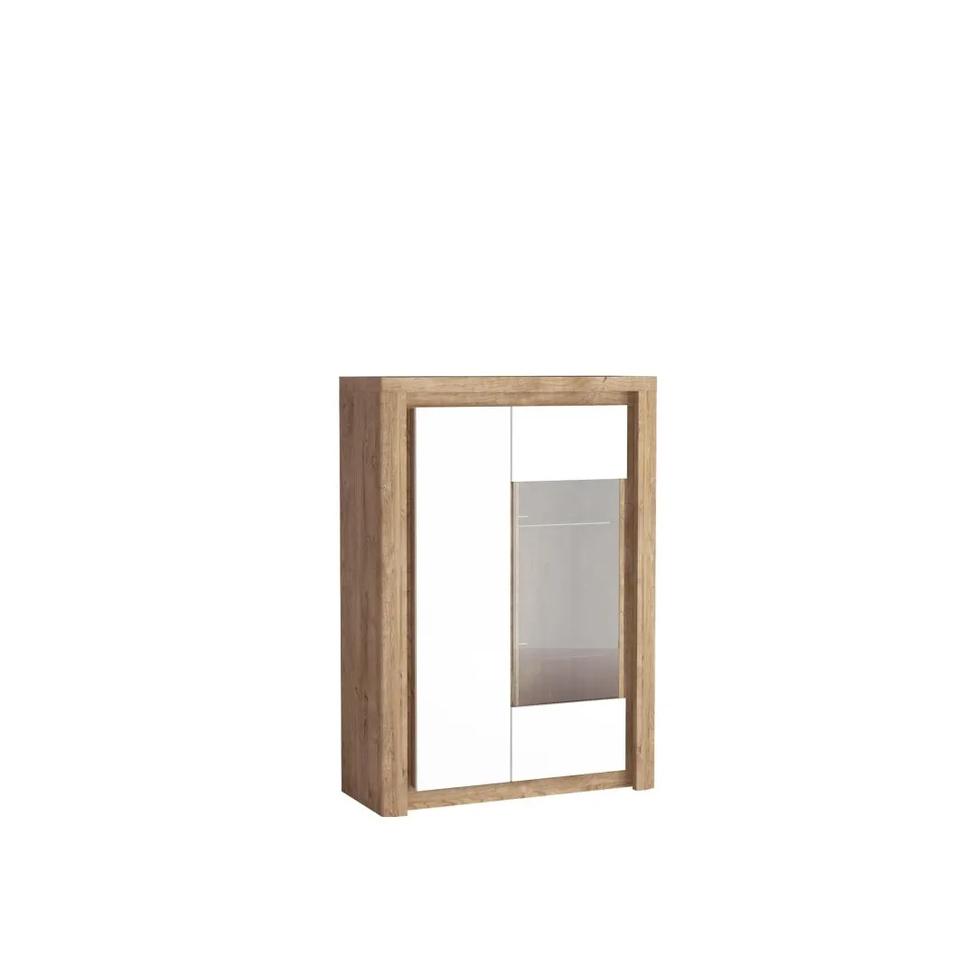 Wohnzimmer-Kommode LIVIO Eiche Ribbeck/Weiß Hochglanz