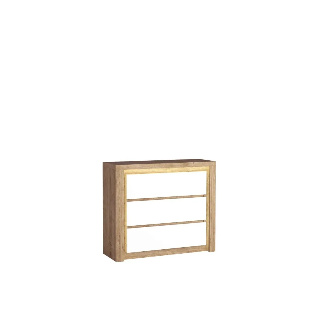 LIVIO Kommode 114 cm Ribbeck Eiche/Weiß Hochglanz