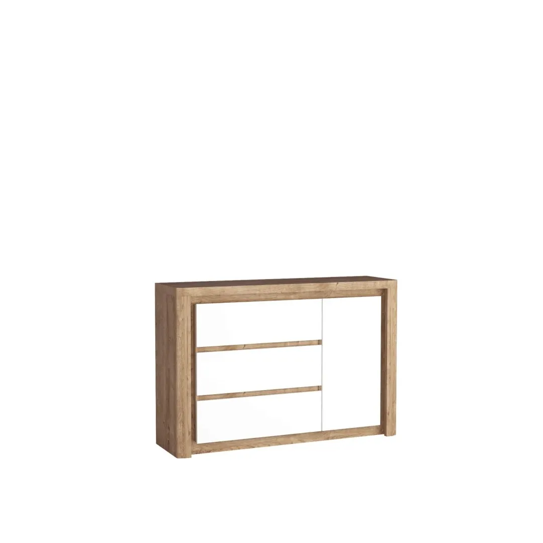 LIVIO Kommode, Ribbeck-Eiche/Hochglanzweiß