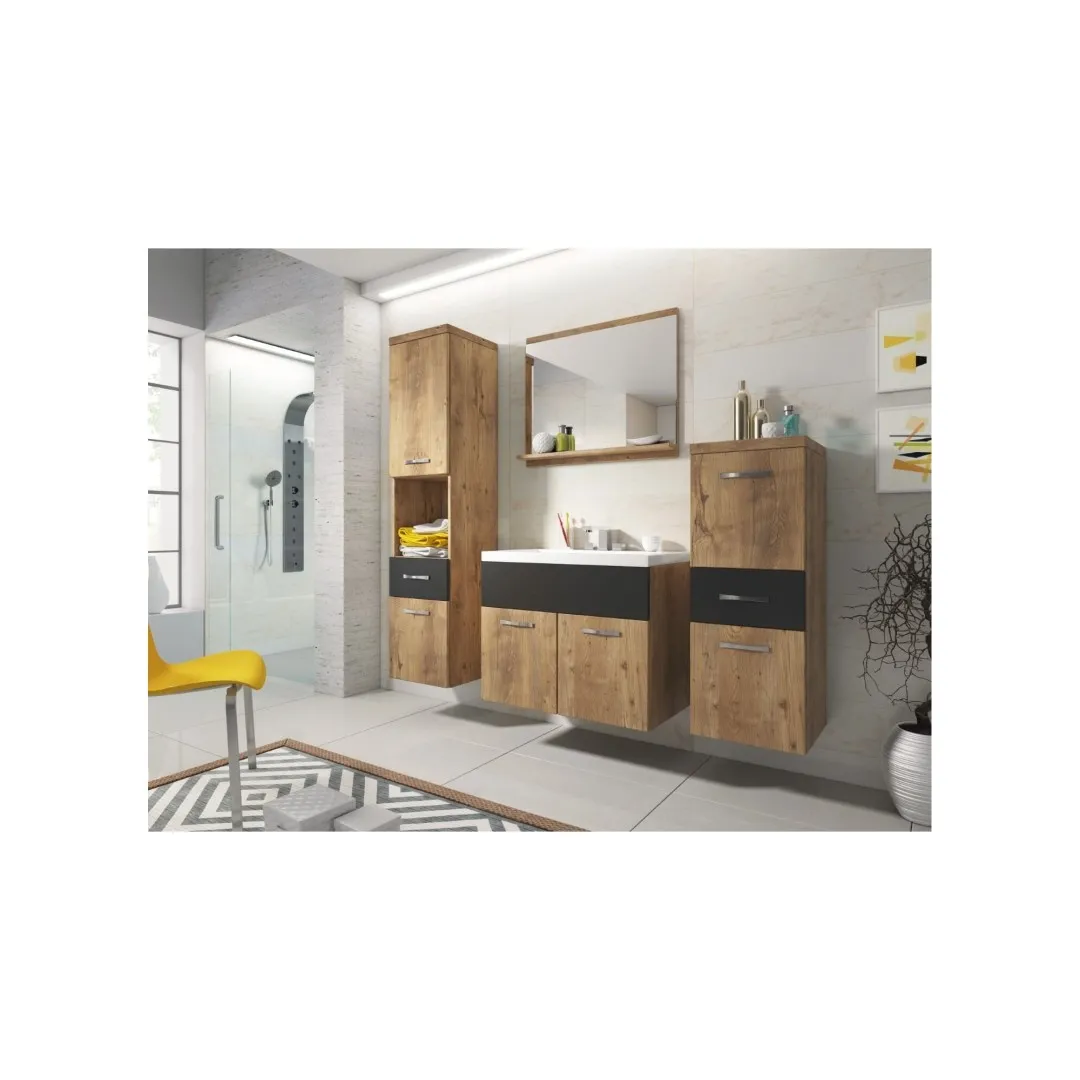 Badmöbel Kastanien Breslau / schwarz matt - Alba