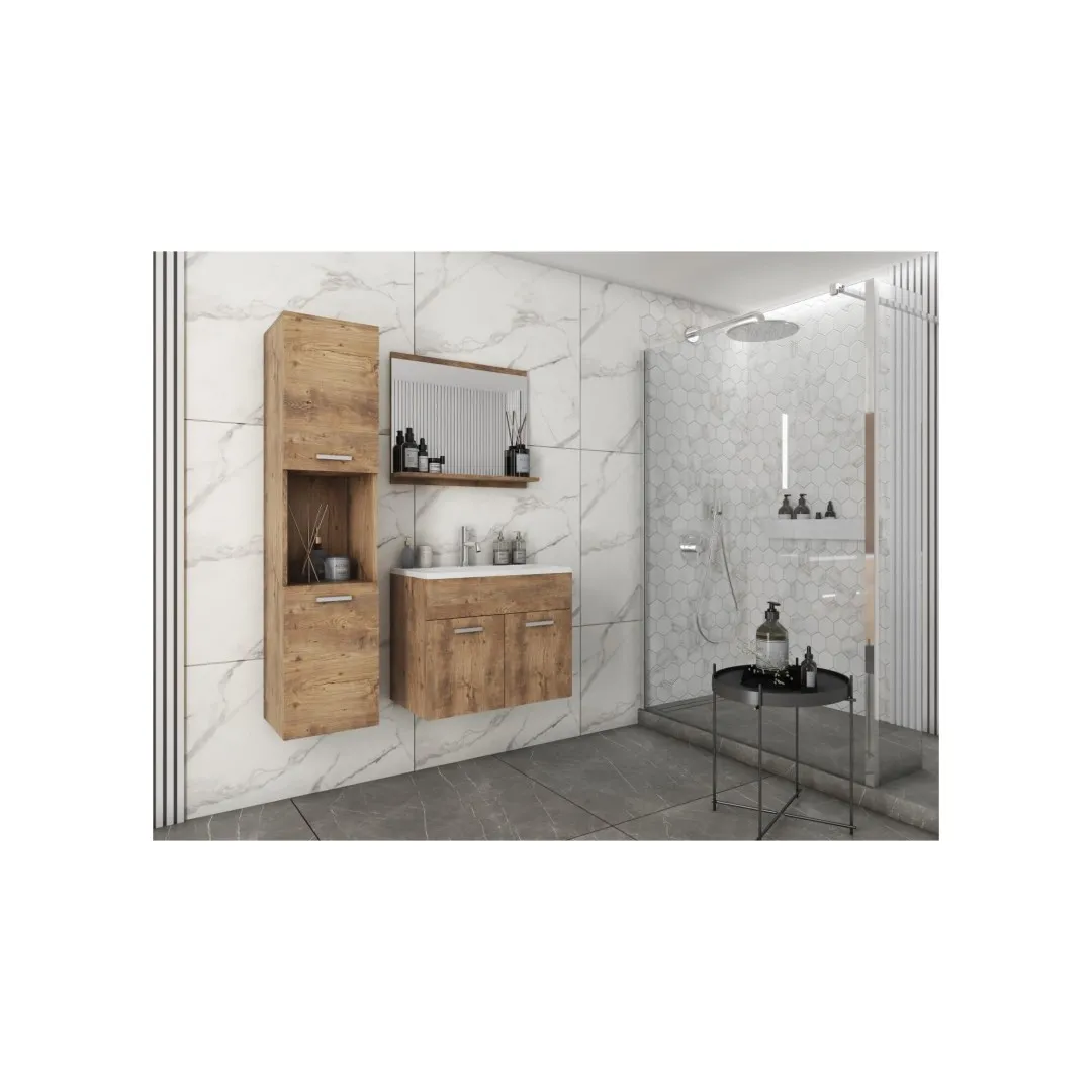 Ein Set Badezimmermöbel in der Farbe Kastanien Breslau - Montreal