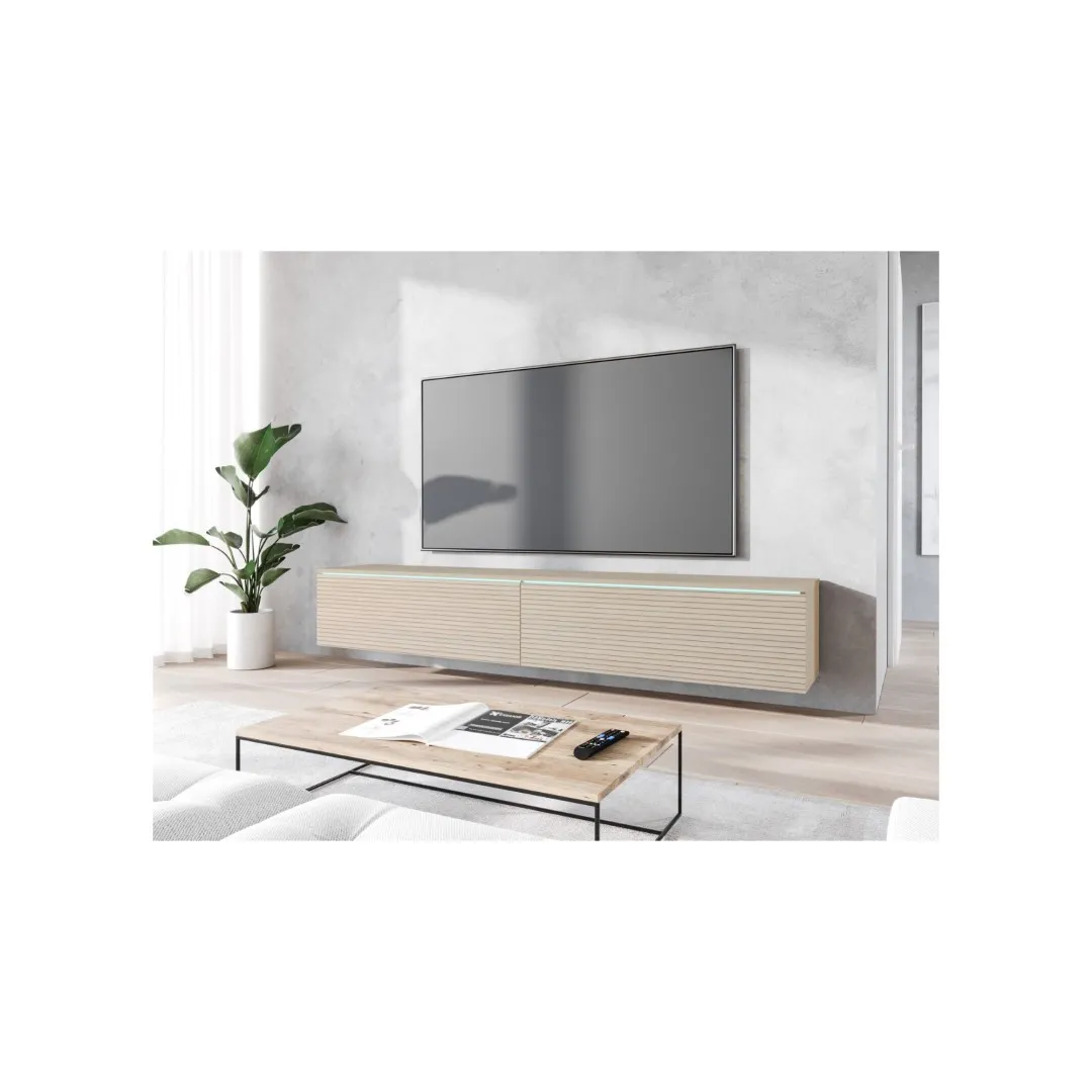 DONNA TV-Schrank 180 cm in Eiche Gaja mit Lamellenmuster