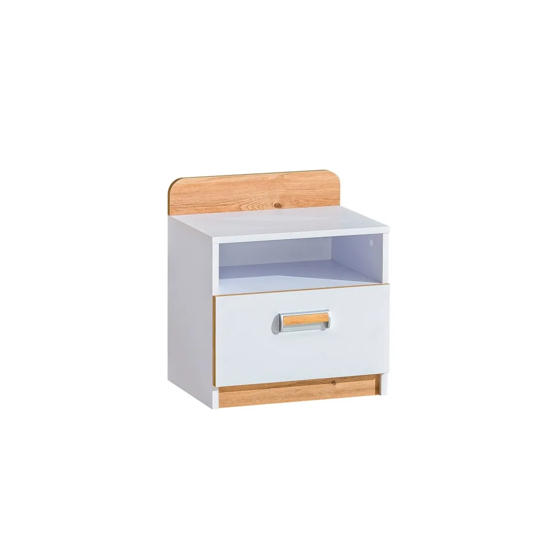 Loreto Nachttisch, Eiche Nash / Brillantweiß
