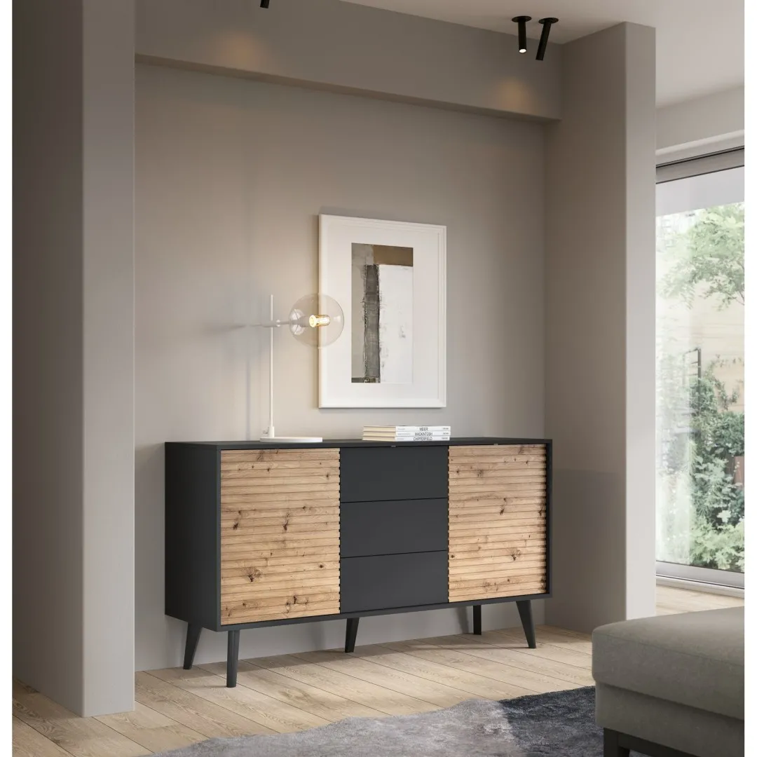 Breite Kommode „VILLOV“ mit Schubladen und MDF-Fronten