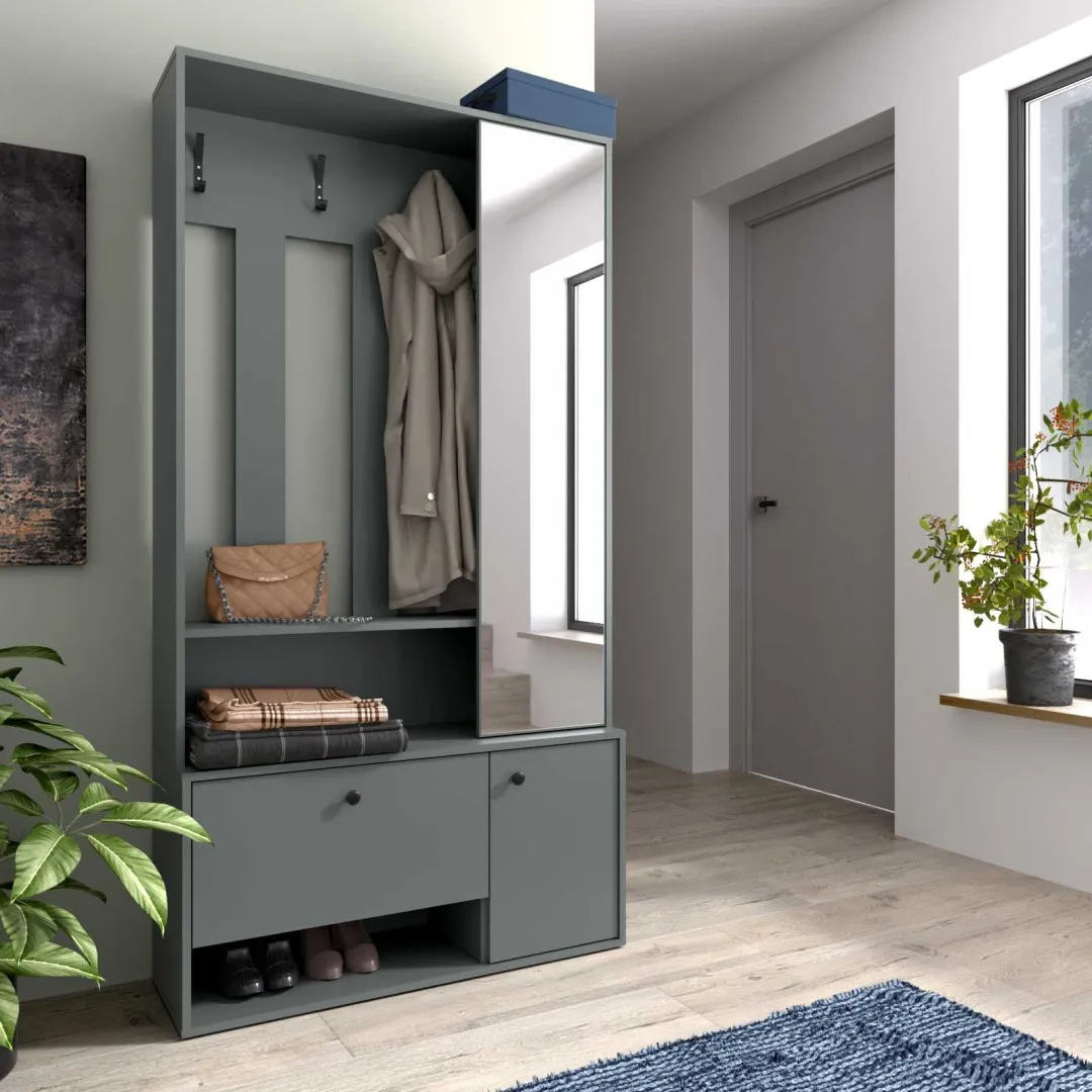 Kleiderschrank „SPOT“ mit Spiegel, 100 cm