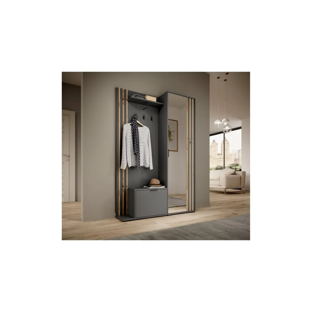 Kleiderschrank „NELLY“, 105 cm, mit Spiegel und Lamellen