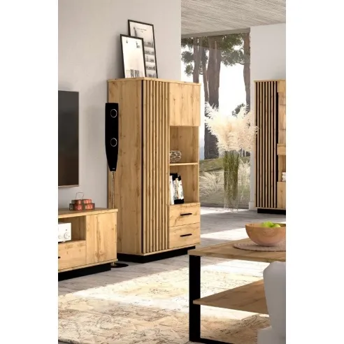 Lamia zweitüriger Schrank, Wotan Eiche/Mattschwarz