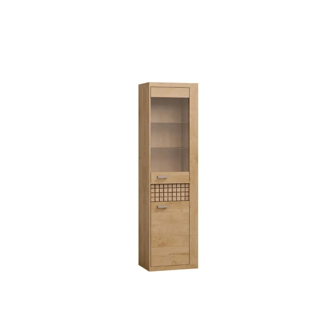 Hohe Wohnzimmer-Vitrine NOLO 57 cm in Eiche Ribbeck
